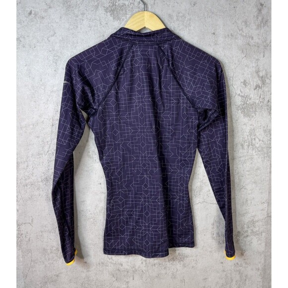 Nike Pro Dri Fit 1/4 Zip Fitted Jacket Womens Size Small Purple Geometric Design - Picture 3 of 3